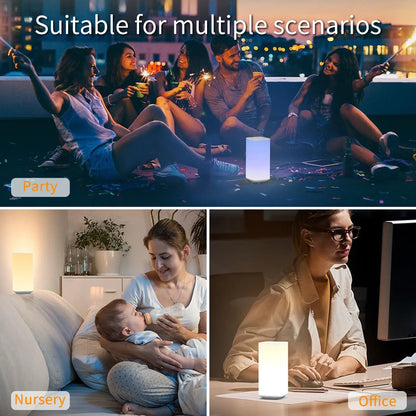 LED Touch Table Lamp with Remote Control USB Rechargeable Night Light RGB Dimmable Bedside Desktop Lamps for Bedroom Living Room