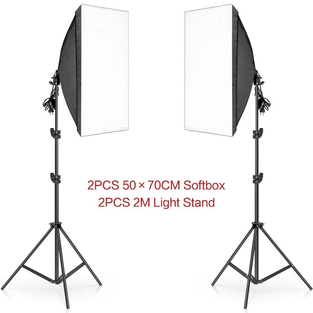 SH 3Pcs SoftBox With Sandbag Professional Photography Photo Studio Softbox Lights Lighting Kit Equipment Boom Arm